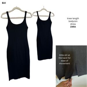 Zara Elegant Black Midi Dress